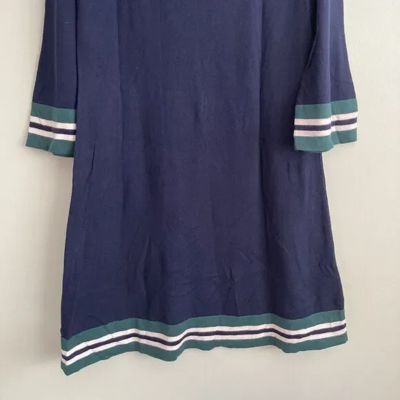 Boden Womens Trudy Knit Dress Size 12 Wool Cotton Blend Navy Green - Picture 9 of 11